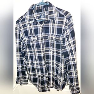 Faded Glory Flannel Shirt Blue & White - Men's Medium